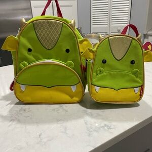 Green Dinosaur Kids Backpack Set